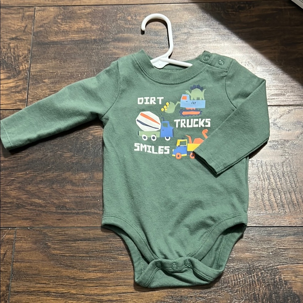 Kids Green One Piece with Truck Print